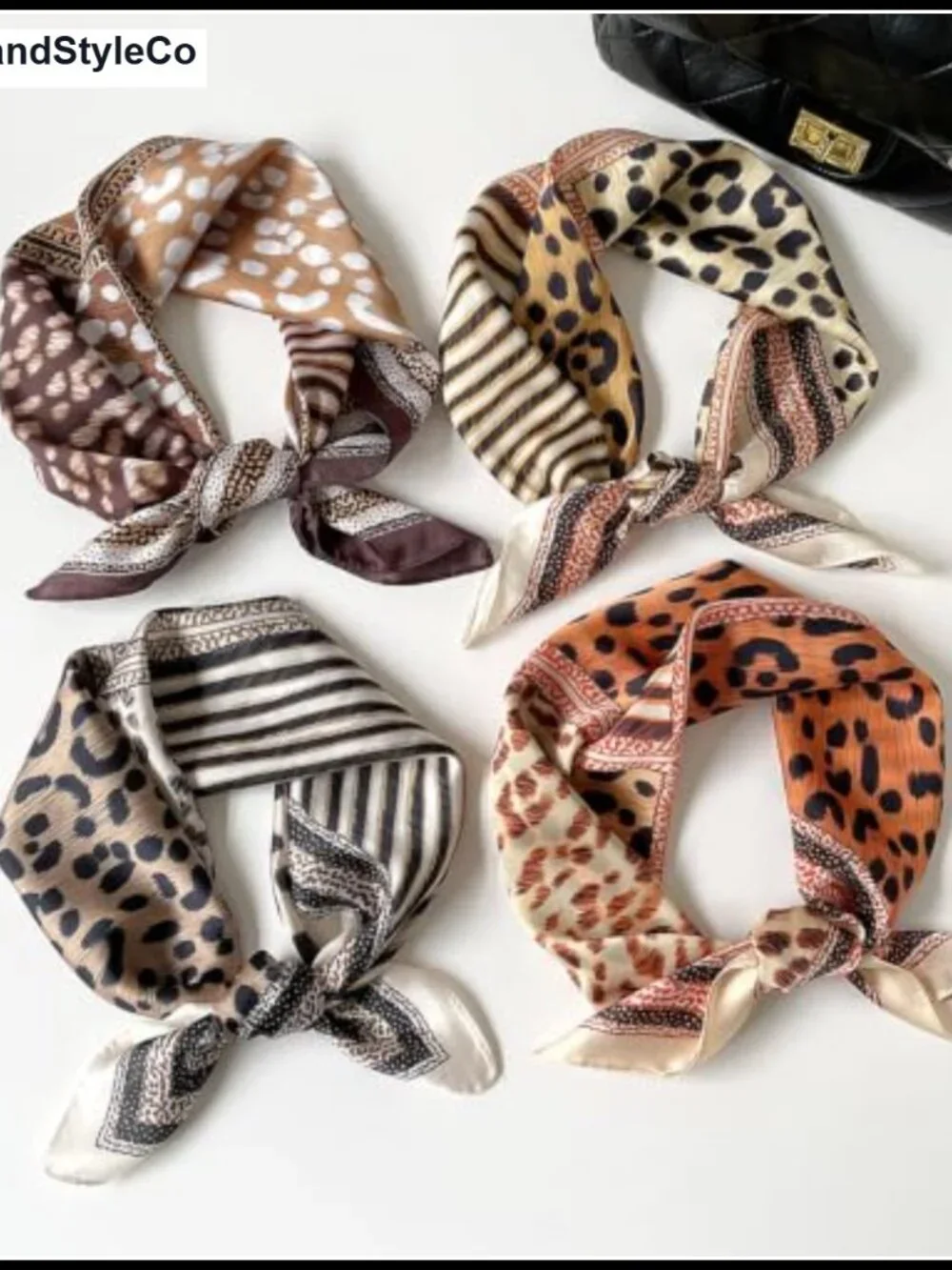 Leopard Print Silk Touch Square Head Scarf for Women - Versatile Neckerchief